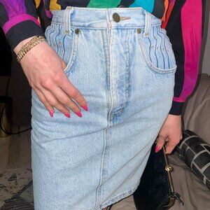 Vintage Staff Travel Jean Pencil Skirt Sz 26